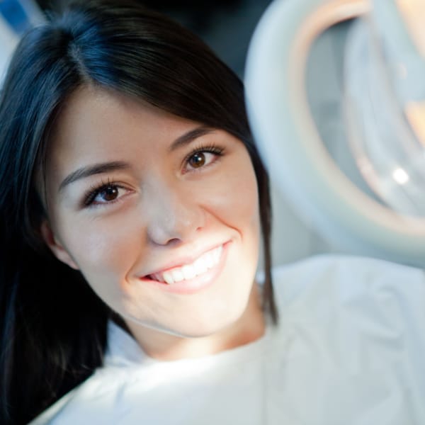woman smiling at the dentist.